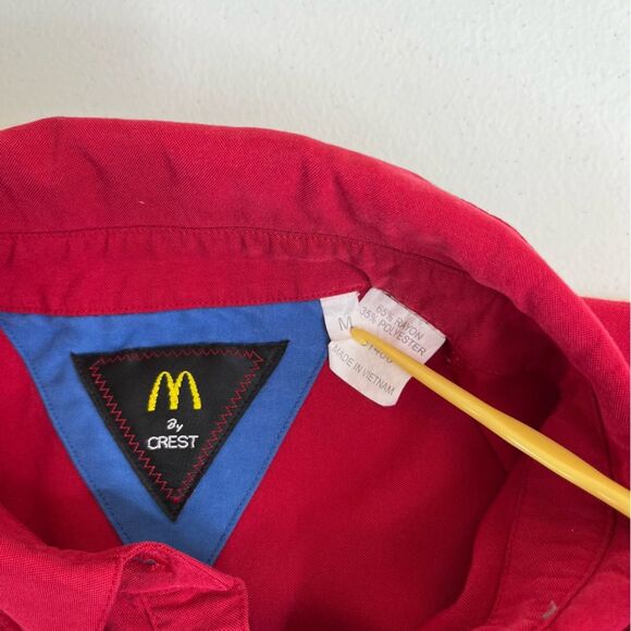 Vintage Crest McDonalds Uniform Shirt Womens Short Sleeve Red Button Down Medium - Picture 8 of 15